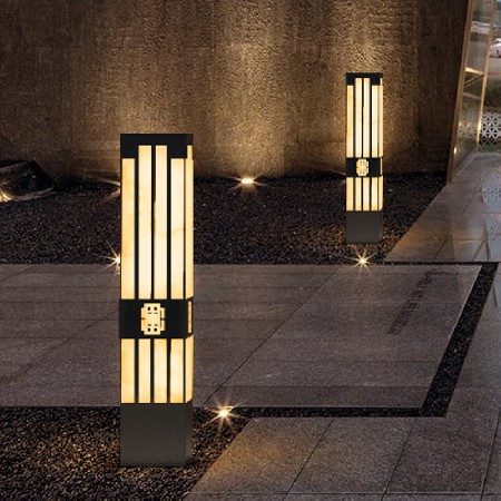 新中式方形景觀燈LED庭院燈特色拉絲電鍍不銹鋼景觀燈柱廠家批發