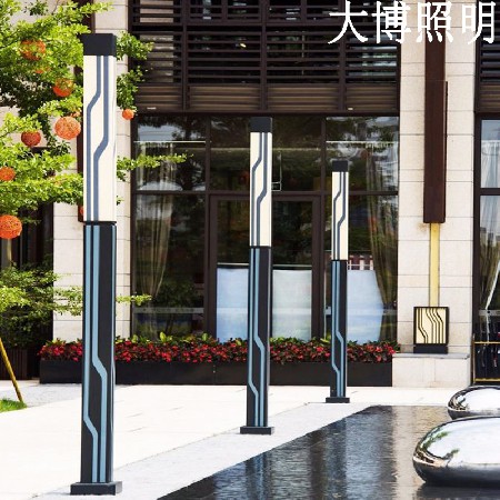 方形景觀燈豎條紋廣場照明戶外簡約景觀燈柱特色LED現代庭院燈
