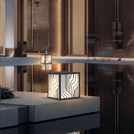 LED草坪燈現(xiàn)代中式簡(jiǎn)約條紋方形柱頭燈小區(qū)商業(yè)街防水廠家批發(fā)