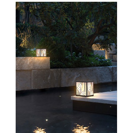 LED草坪燈現(xiàn)代中式簡(jiǎn)約條紋方形柱頭燈小區(qū)商業(yè)街防水廠家批發(fā)