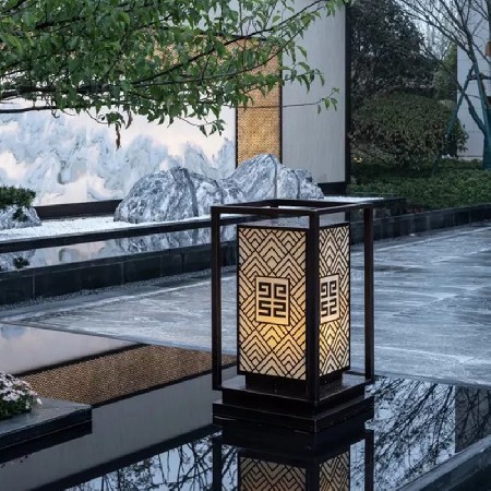 led柱頭燈特色新中式拉絲電鍍不銹鋼戶外小區(qū)庭院草坪圍墻燈批發(fā)